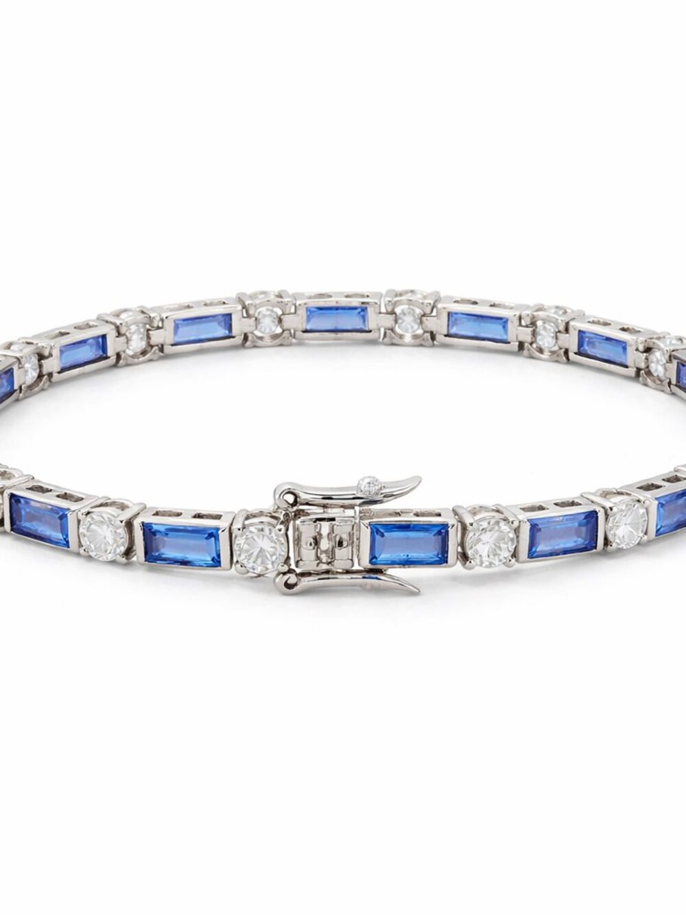 “Azure Radiance “Sterling Silver Blue & White Tennis Bracelet Luxe 11.9g